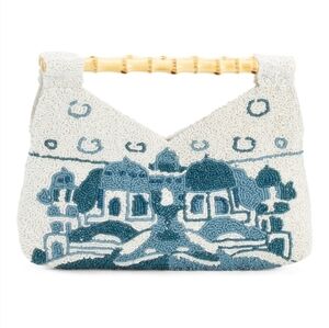 💙🔹️Made In India 🔹️santorini Beaded White And Blue Clutch
